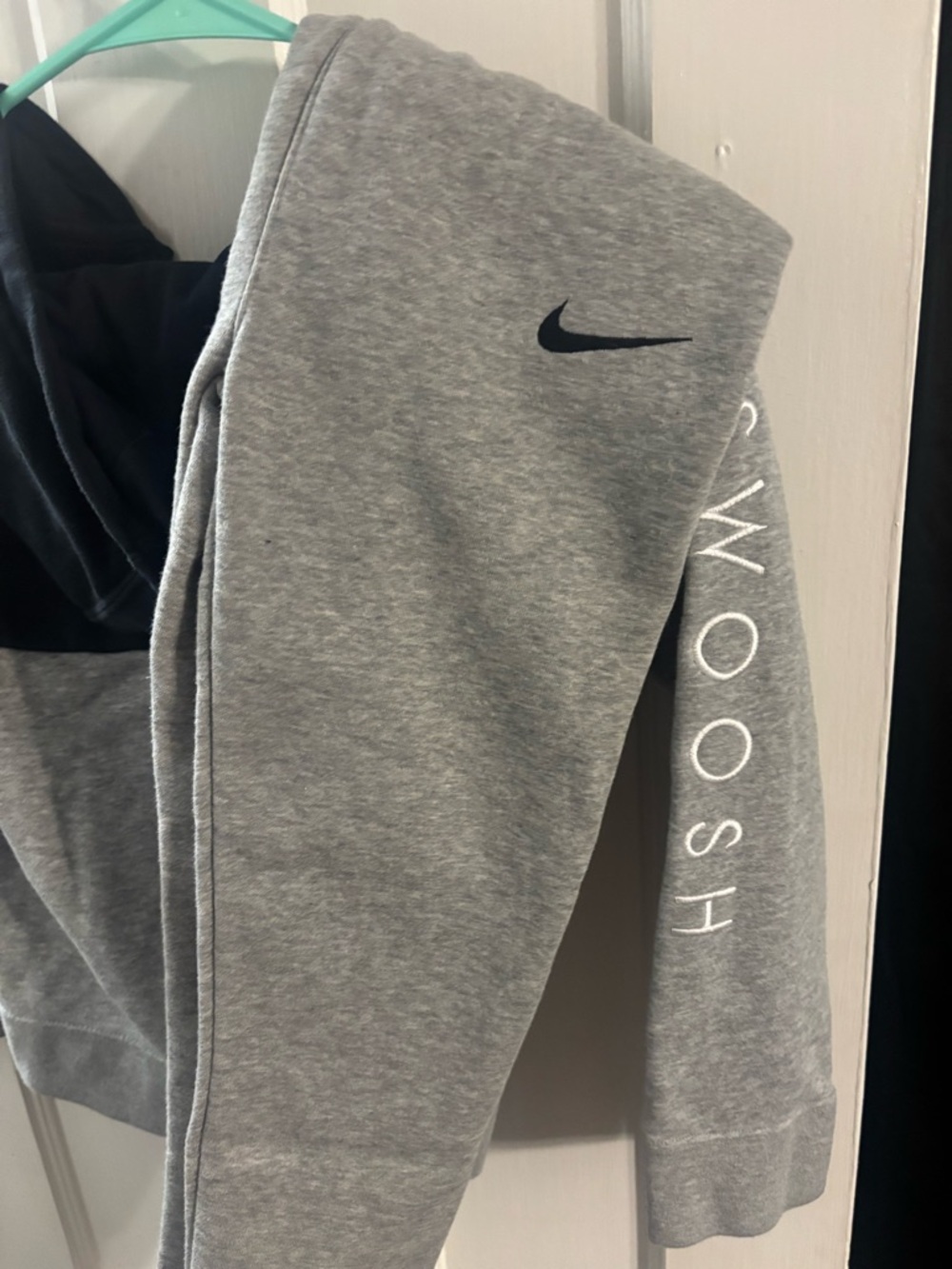 Nike Grey and Black Zip Hoodie with White Swooshes - Picture 7 of 8